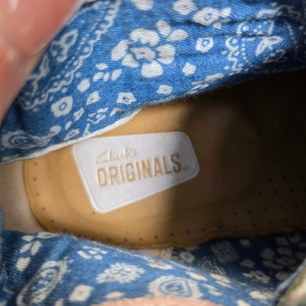 Clarks‎ Originals Desert Chukka Boot Women 7.5 Canvas Pastel Green Chunky Vegan